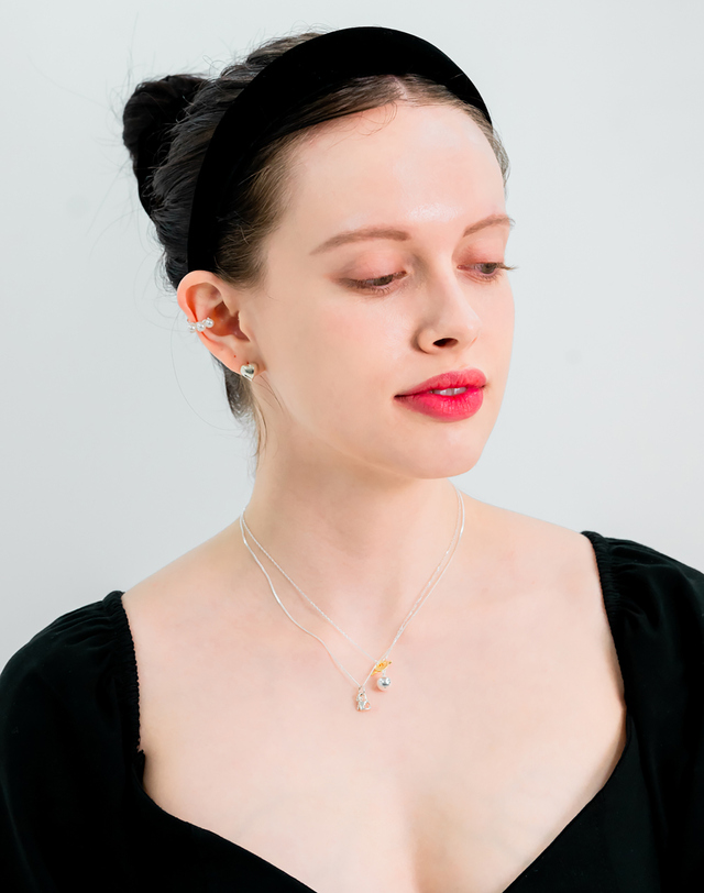 에니르 [카라 허영지착용] FLIPPED BALL MIXED TOGGLE NECKLACE - N1015 착용컷