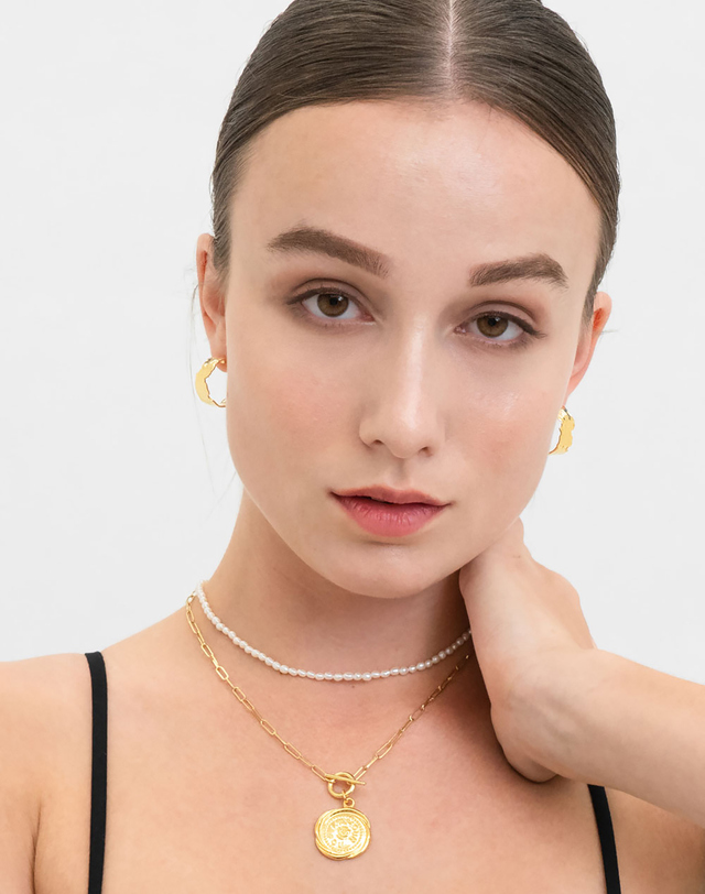 에니르 ABOUT TIME ROSE MEDAL NECKLACE - N1010 착용컷