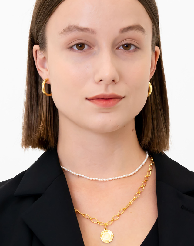 에니르 [엄지윤착용] NON-STOP FRESH WATER PEARL NECKLACE - N1003 착용컷