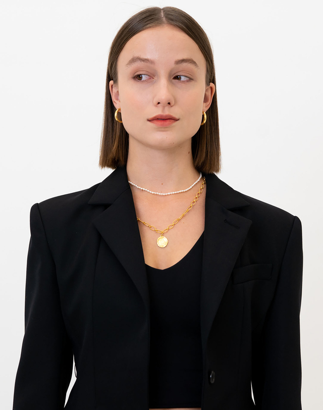 에니르 [엄지윤착용] NON-STOP FRESH WATER PEARL NECKLACE - N1003 착용컷