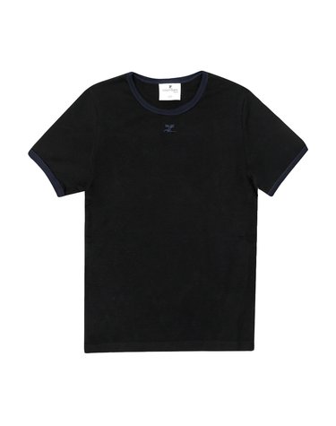 꾸레쥬 125JTS017 JS0203 B175 로고 콘트라스트 링거 여성 반팔티