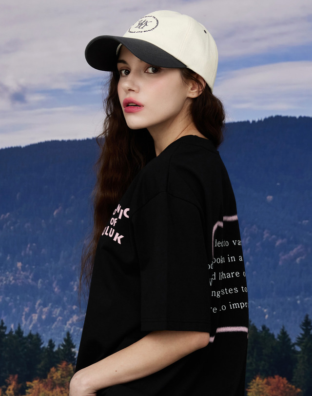 유룩 에코 아이코닉 믹스 오버 반팔티 2color 착용컷