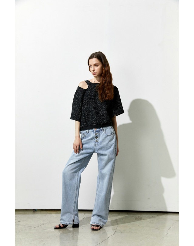 티케비 asymmetry neck top 착용컷