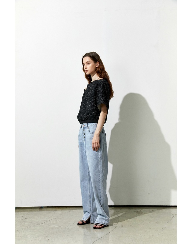 티케비 asymmetry neck top 착용컷