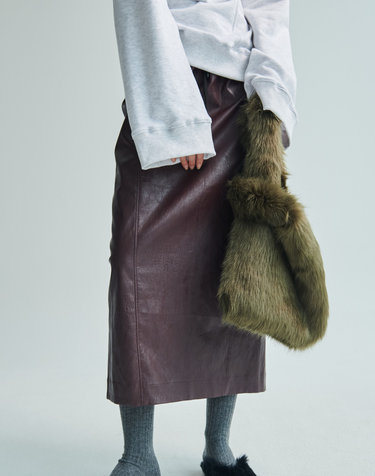 VEGAN  LEATHER SLIT SKIRT WN