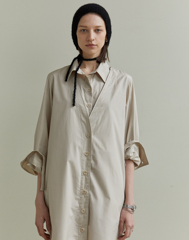티케비 ITALY COTTON OUTER DRESS BEIGE 아이보리 착용컷