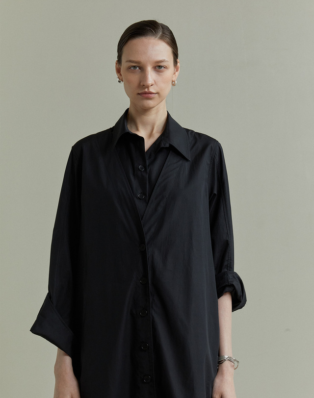 티케비 ITALY COTTON OUTER DRESS BLACK 착용컷