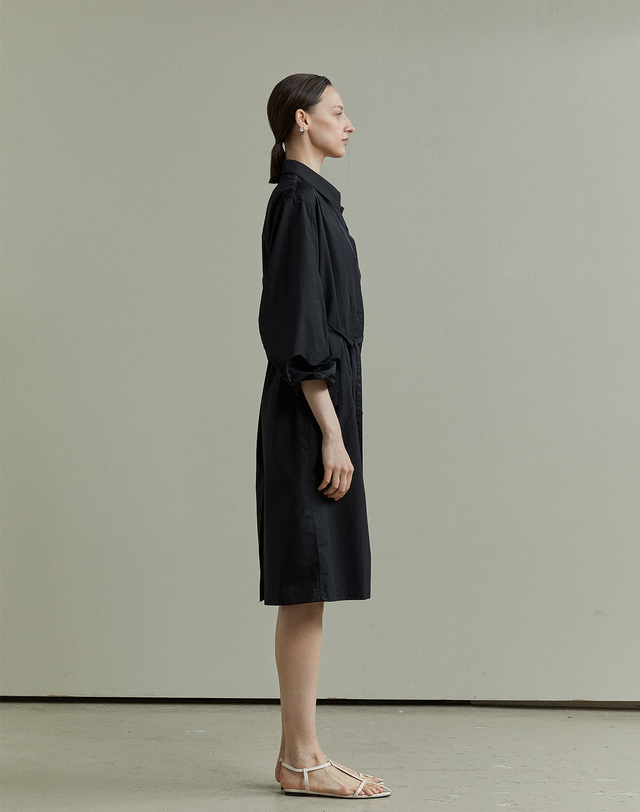 티케비 ITALY COTTON OUTER DRESS BLACK 착용컷