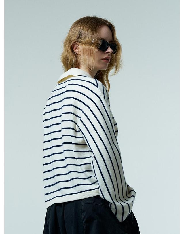 티케비 WOOL YAK STRIPE COLLAR KNIT 착용컷