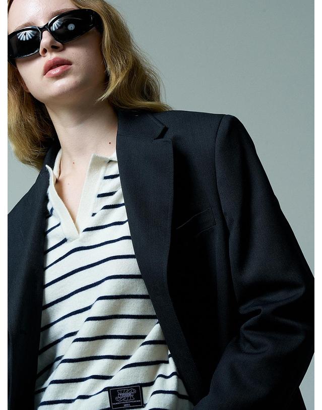 티케비 WOOL YAK STRIPE COLLAR KNIT 착용컷
