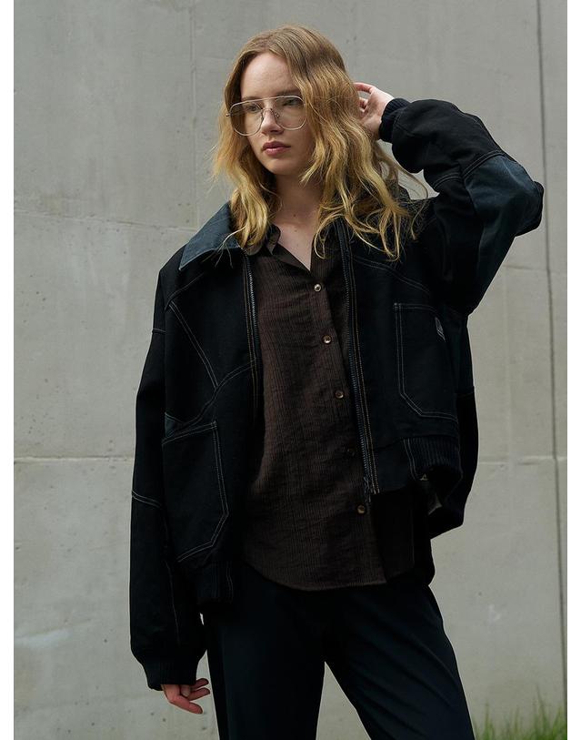 티케비 TEXTURED BALOON SLEEVE SHIRTS_BROWN 착용컷