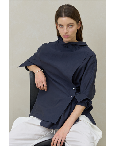 REODER)  BUTTON FLOW HIGHNECK BLOUSEREODER)  BUTTON FLOW HIGHNECK BLOUSE