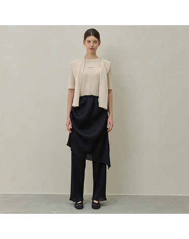 PLEATS LAYERED SKIRT PANTS