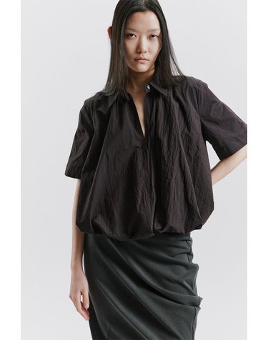 REODER)VOLUME SHIRTS BLOUSE BLACK