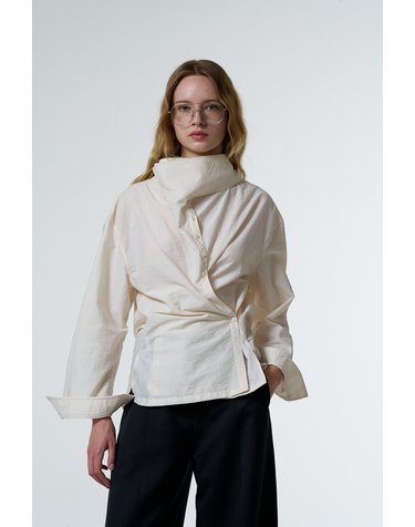 REODER)WRAP TIE BLOUSE_IVORY