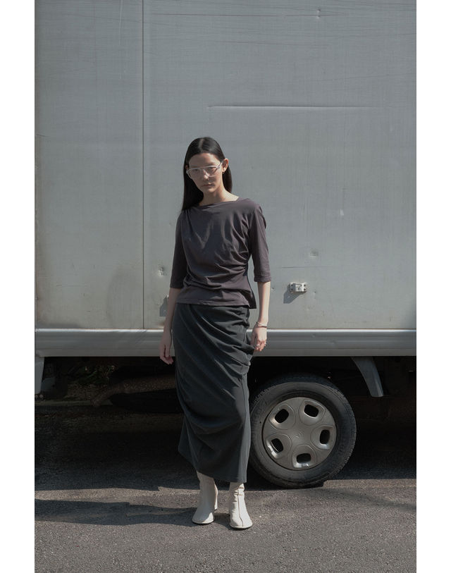 티케비 DRAPE HOODIE TOP 착용컷