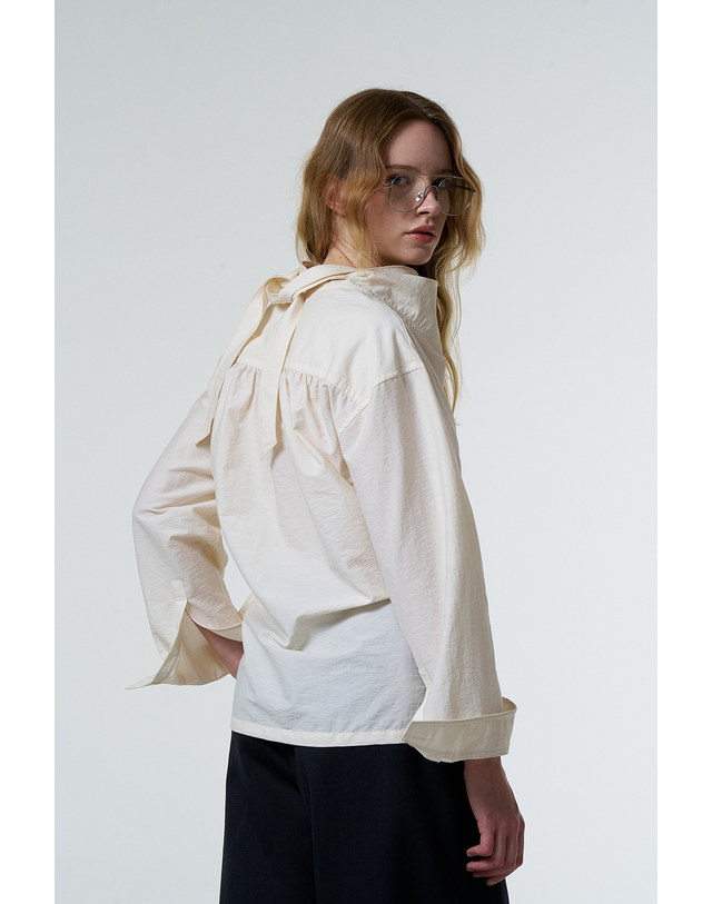 티케비 REODER)WRAP TIE BLOUSE_IVORY 착용컷