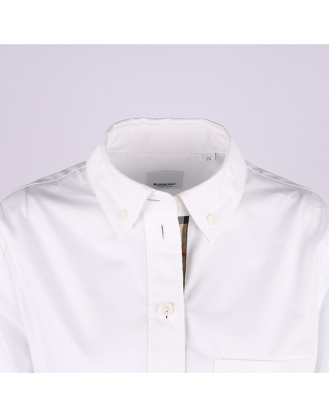 버버리 버버리 LAPWING 체크 포인트 여성 코튼 셔츠 화이트 80678131 착용컷