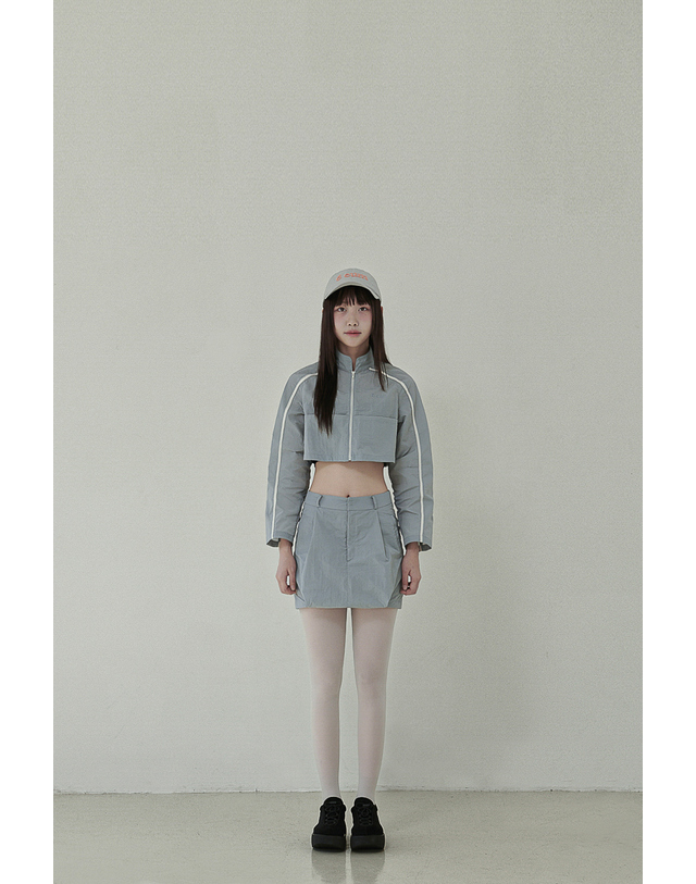 이음 나일론 크롭 라인 자켓 (그레이) 착용컷