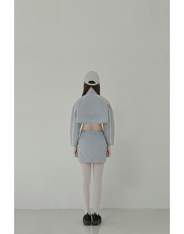 이음 나일론 크롭 라인 자켓 (그레이) 착용컷
