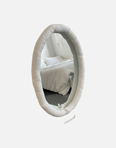 White Oval Cushion Mirror