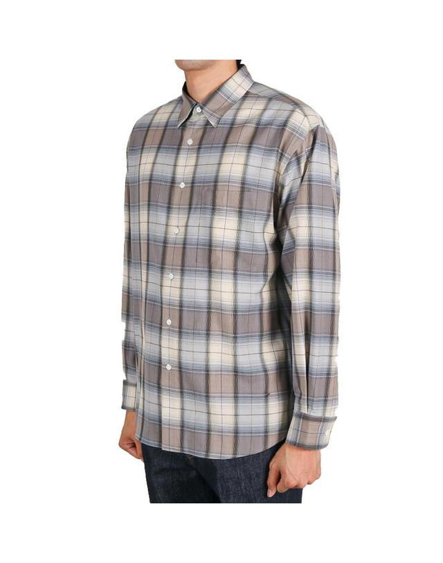 오라리 오라리 26SS 남성 슈퍼 라이트 울 체크셔츠 블루그레이체크 A26SS01LC BLUEGRAYCHECK 착용컷