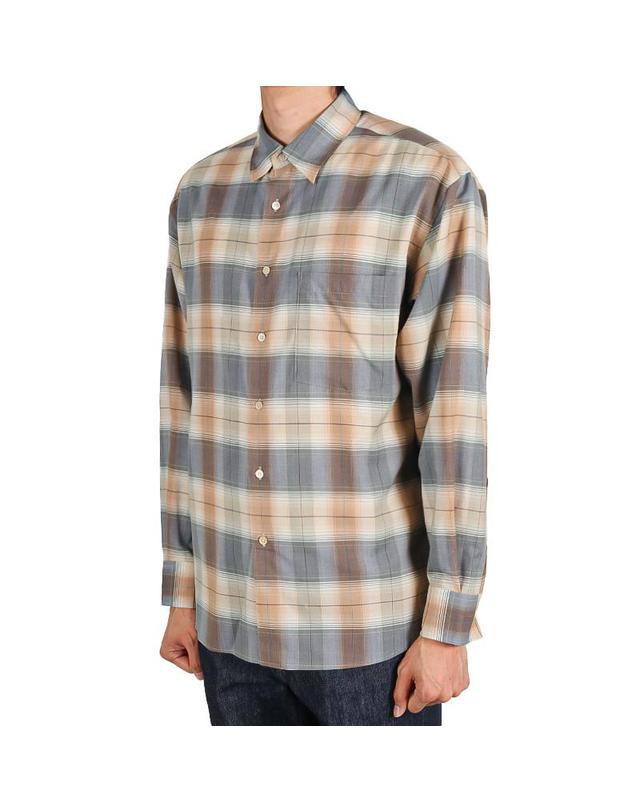 오라리 오라리 26SS 남성 슈퍼 라이트 울 체크셔츠 라이트브라운체크 A26SS01LC LIGHTBROWNCHECK 착용컷