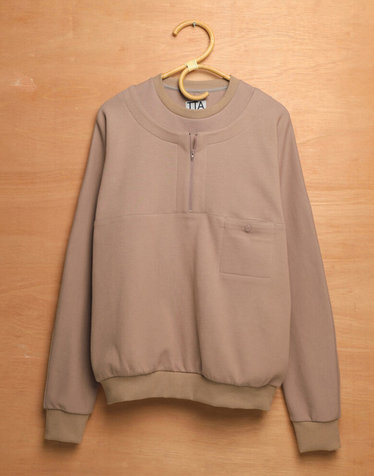 HALF ZIP LAYERD SWEATSHIRTS-BRONZE