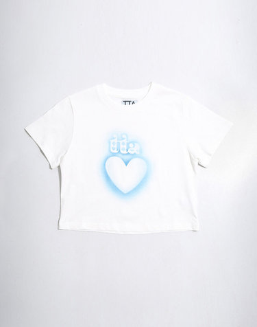 HEART STENCIL CROP TSHIRTS-CLOUD SKY