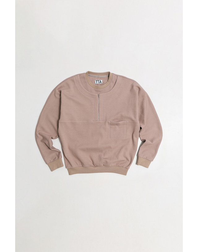 토우토우아카이브 HALF ZIP LAYERD SWEATSHIRTS-BRONZE 착용컷