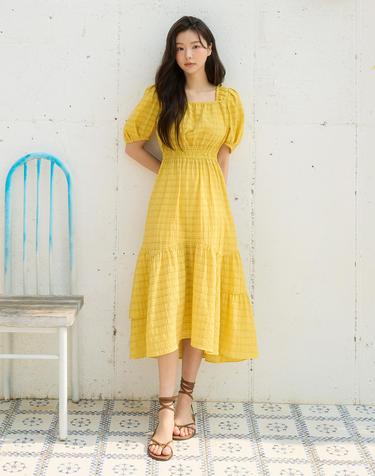 볼륨 소매 스퀘어넥 원피스 OH5MO5610