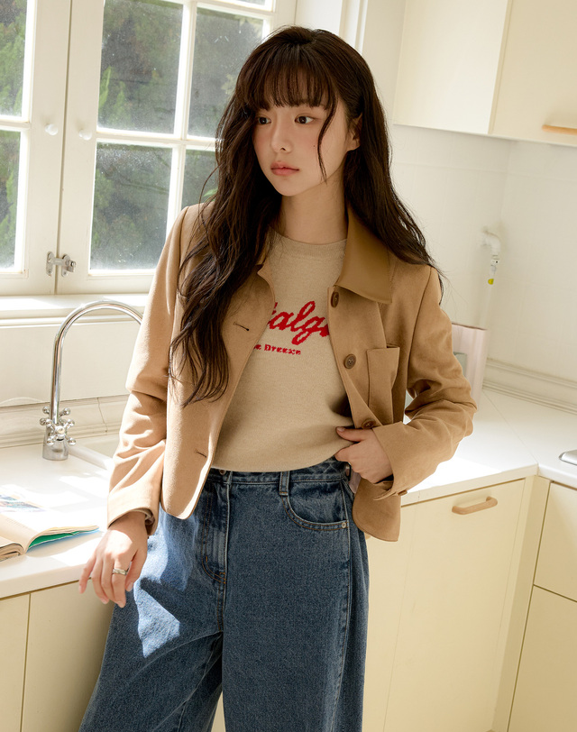 올리브데올리브 레터링 라운드 풀오버 OK5AP8900 착용컷