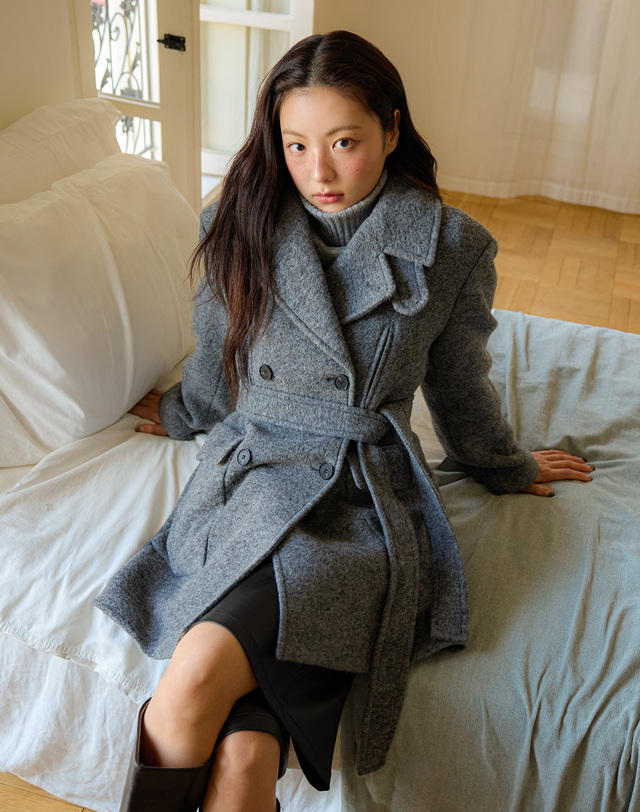 올리브데올리브 헤어리 하프 피코트 OW5WHB620 착용컷