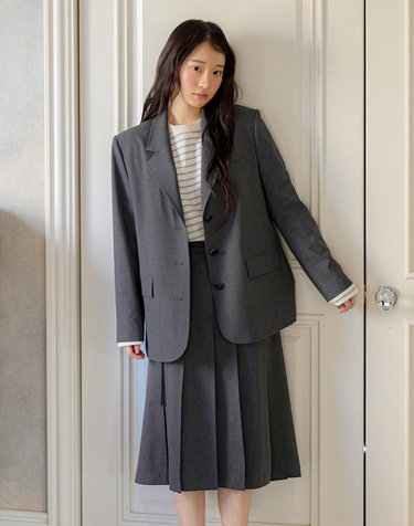 A라인 언발 플리츠 스커트 OW6SS1650