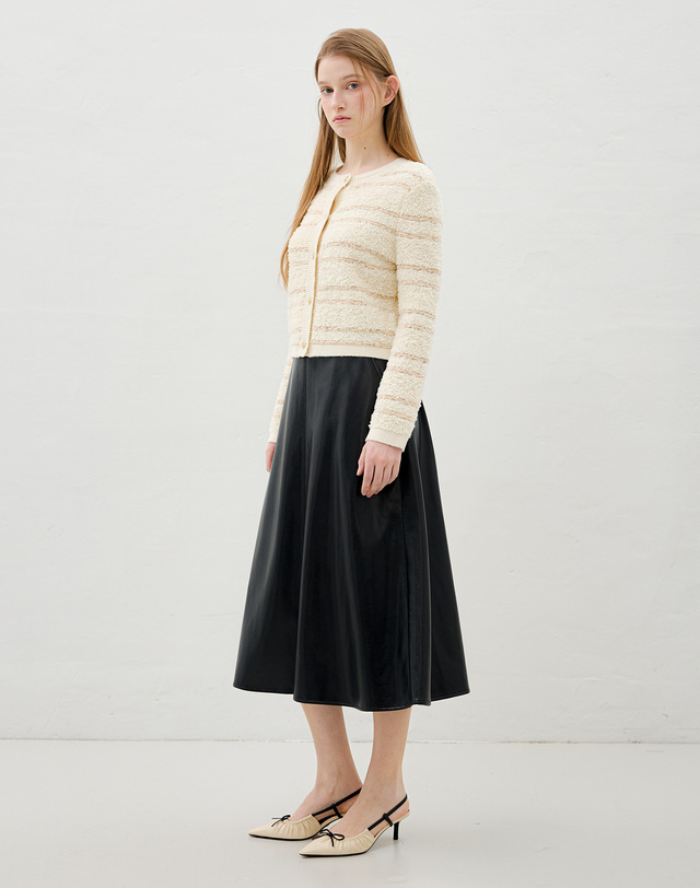 올리브데올리브 플레어 뒷밴딩 레더 스커트 OL6SS1040 착용컷