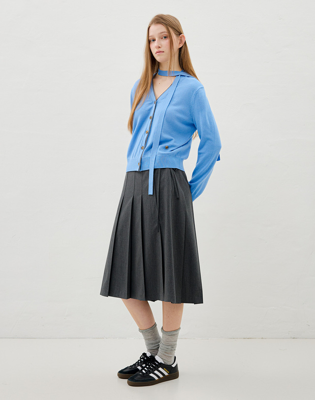 올리브데올리브 A라인 언발 플리츠 스커트 OW6SS1650 착용컷