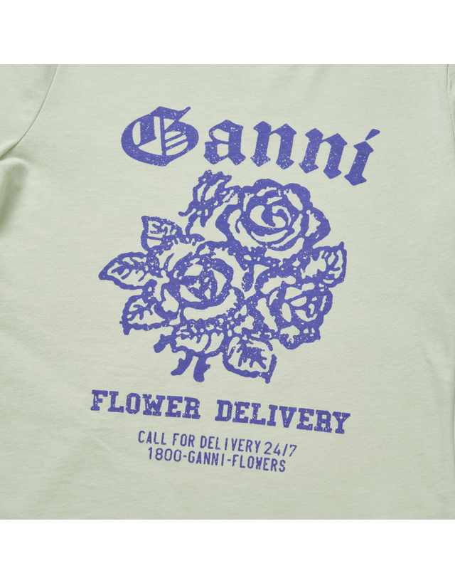 가니 GANNI T3632 822 플라워 로고 여성 반팔티 착용컷