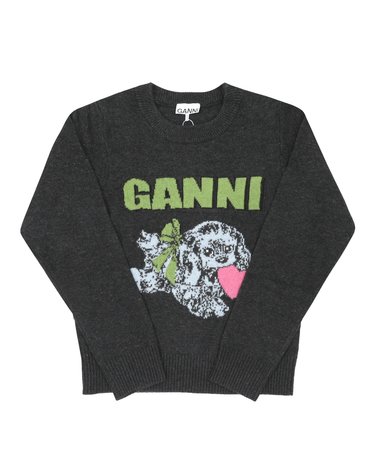 GANNI K2597 252 퍼피 로고 울 믹스 여성 니트