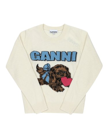 GANNI K2562 135 퍼피 로고 울 믹스 여성 니트