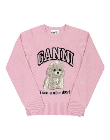 GANNI K2499 868 푸들 로고 울 믹스 여성 니트
