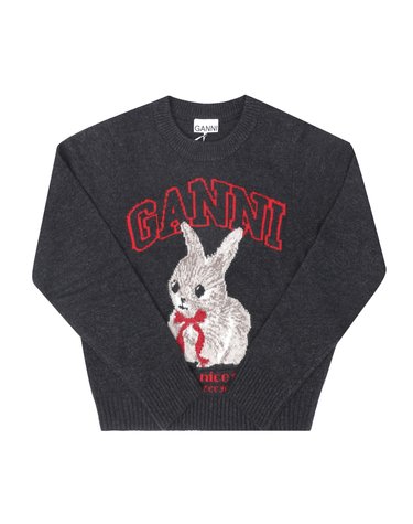 GANNI A1070047 252 버니 로고 울 믹스 여성 니트