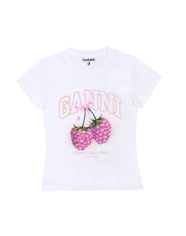 GANNI A1050185 151 라즈베리 로고 베이비 핏 여성 반팔티