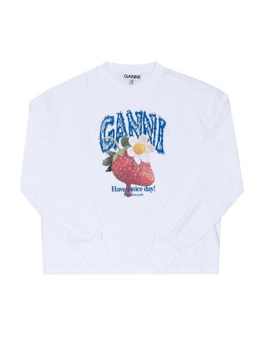GANNI A1050241 151 스트로베리 로고 여성 긴팔티
