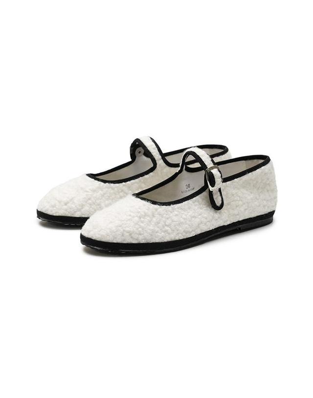 드로게리아 크리베리니 드로게리아 크리베리니 PAPUSSE SOFTY MJ Astrakan 플랫슈즈 흰색 착용컷