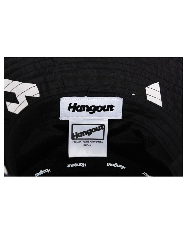 행아웃 H Pattern Gumjeong Large Bucket Hat (Black) 착용컷