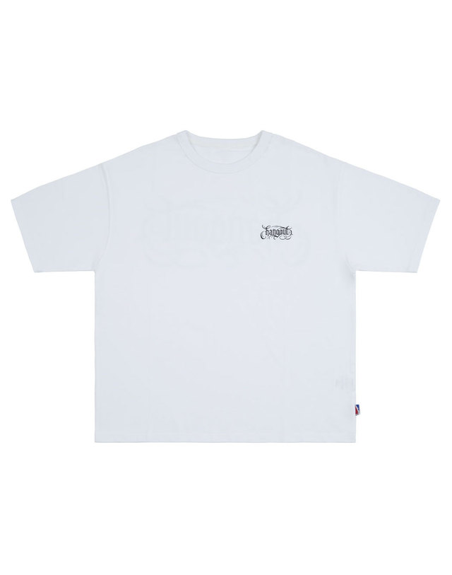 행아웃 X Inked SEOUL Chicano Black Lettering Wide T-Shirt (White) 착용컷