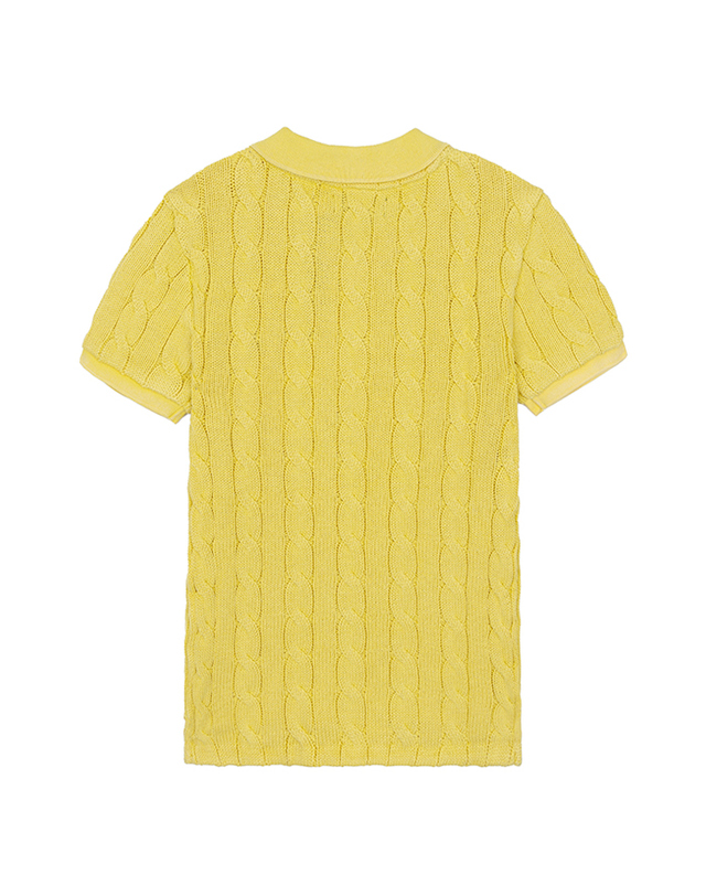 폴로 랄프로렌 [POLO RALPH LAUREN] 폴로 랄프로렌 여성 반팔 케이블 카라넥 니트 옐로우 착용컷