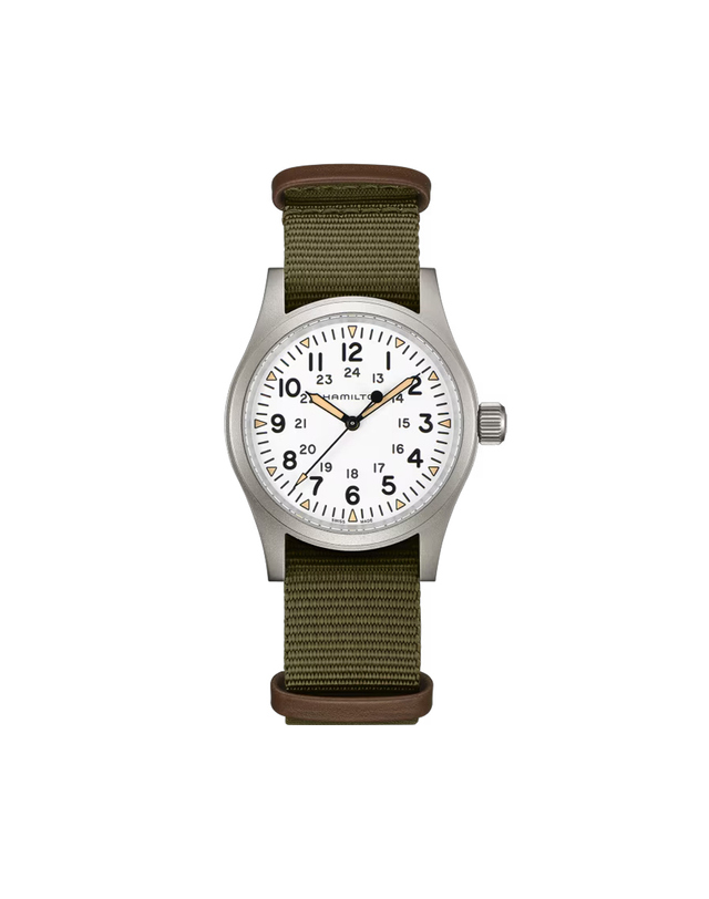 해밀턴 해밀턴 H69439411 카키필드 남성 나토밴드 메커니컬 38mm 착용컷
