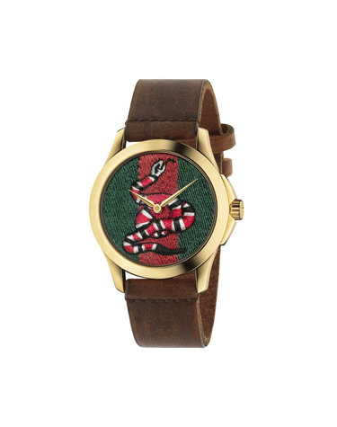 구찌 YA1264012 G타임리스 남성 가죽 쿼츠 38mm
