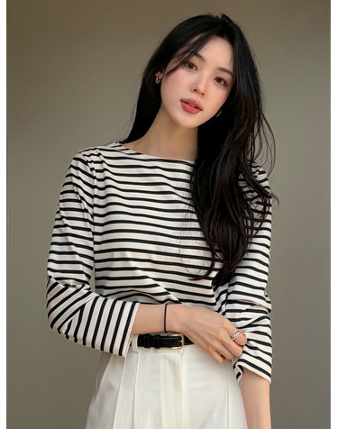 온스 스트라이프 티셔츠 블랙
